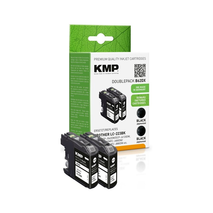 Cartucho kmp brother lc-223bk negro negro doble p. 2x550s. b62dx