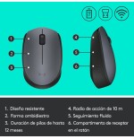 Ratón logitech m170 inalambrico gris 910-004642