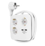 Rev powerquad 3-fold power strip + 2x usb white