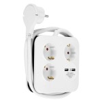 Rev powerquad 3-fold power strip + 2x usb white