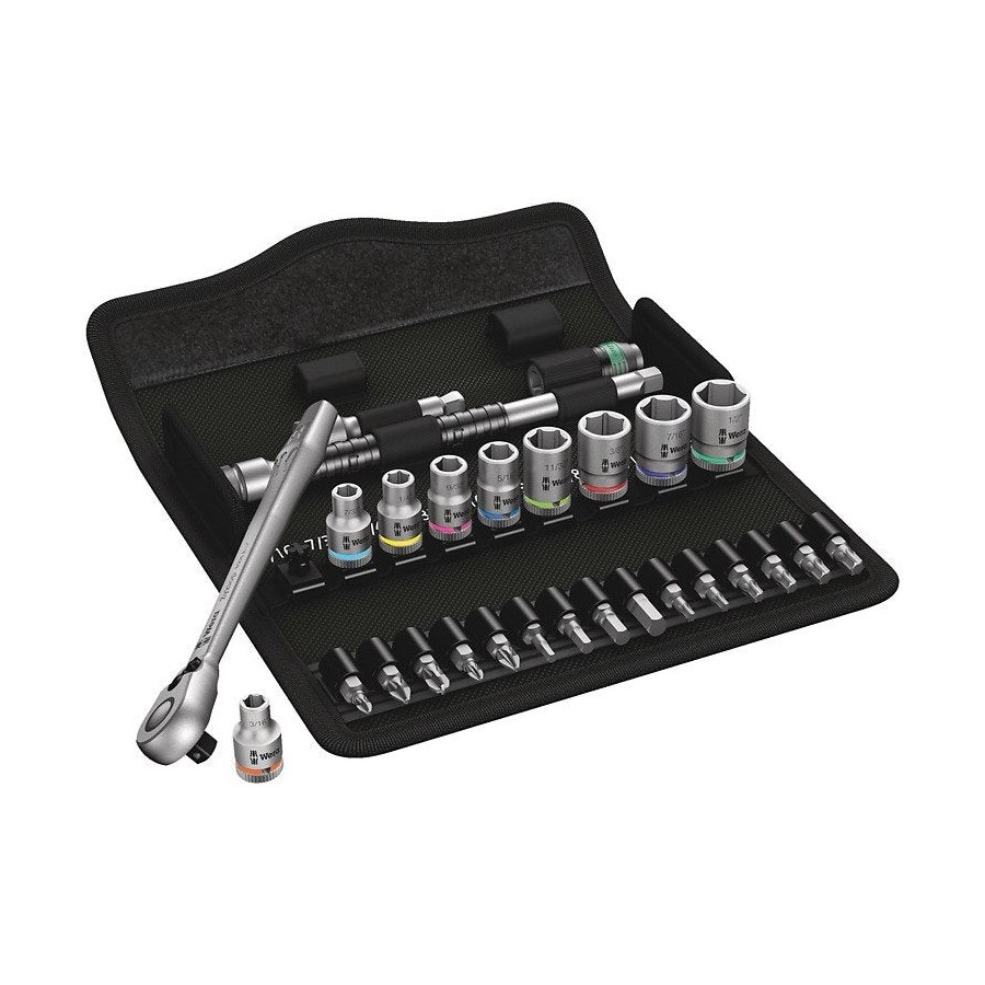 Wera zyklop metal-knarrensatz 8100 sa 11, zoll-grössen, werkzeug-set 05004021001