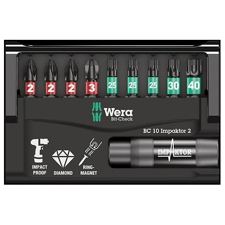Wera bit-check 10 impaktor 2, 1/4", 10-teilig, bit-satz 05057682001