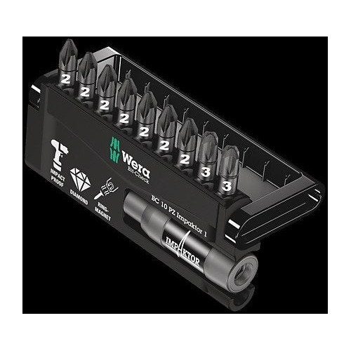 Wera bit-check 10 pz impaktor 1, 1/4", 10-teilig, bit-satz 05057684001