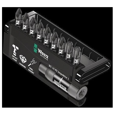 Wera bit-check 10 pz impaktor 1, 1/4", 10-teilig, bit-satz 05057684001