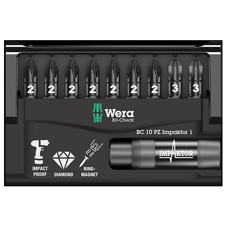 Wera bit-check 10 pz impaktor 1, 1/4", 10-teilig, bit-satz 05057684001