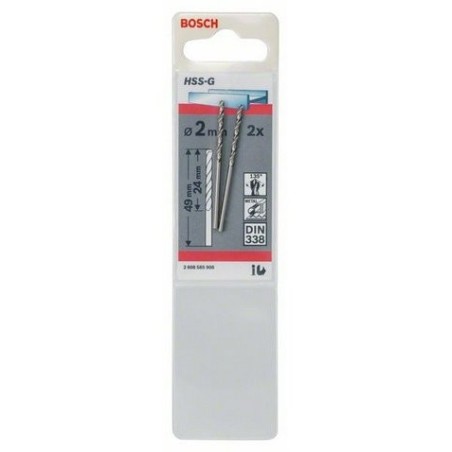 Bosch broca para metal hss-g, din 338,  2mm 2608585908