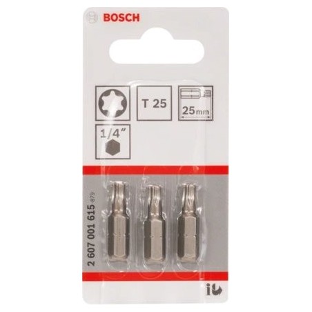 Bosch 3 piezas. puntas de destornillador t25 xh 25mm