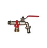 Grifo de esfera - doble salida - con codo - 1/2"x3/4"x3/4" - (envasado)