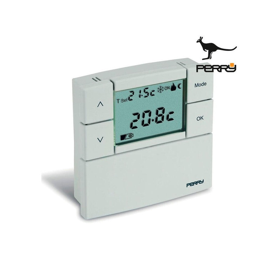 Termostato digital 3v serie "zefiro" 84x84mm color blanco perry
