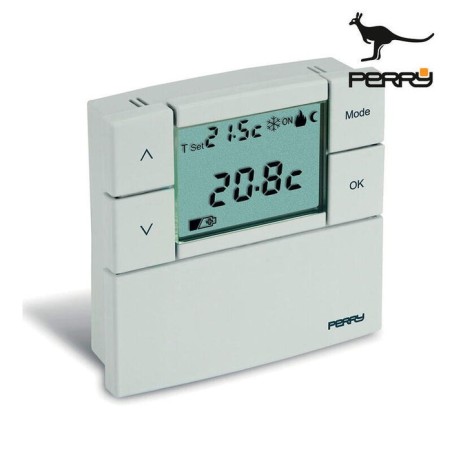 Termostato digital 3v serie "zefiro" 84x84mm color blanco perry