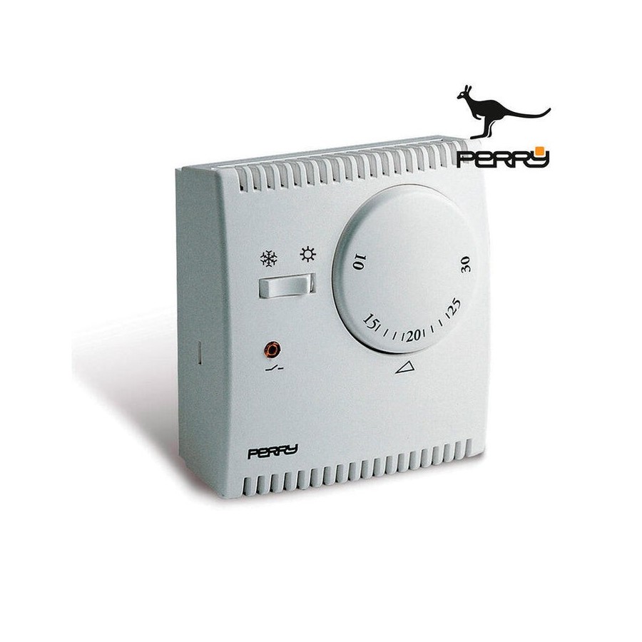 Termostato analogico de expansión de gas serie "teg" con luz piloto y selector "verano/invierno" color blanco perry