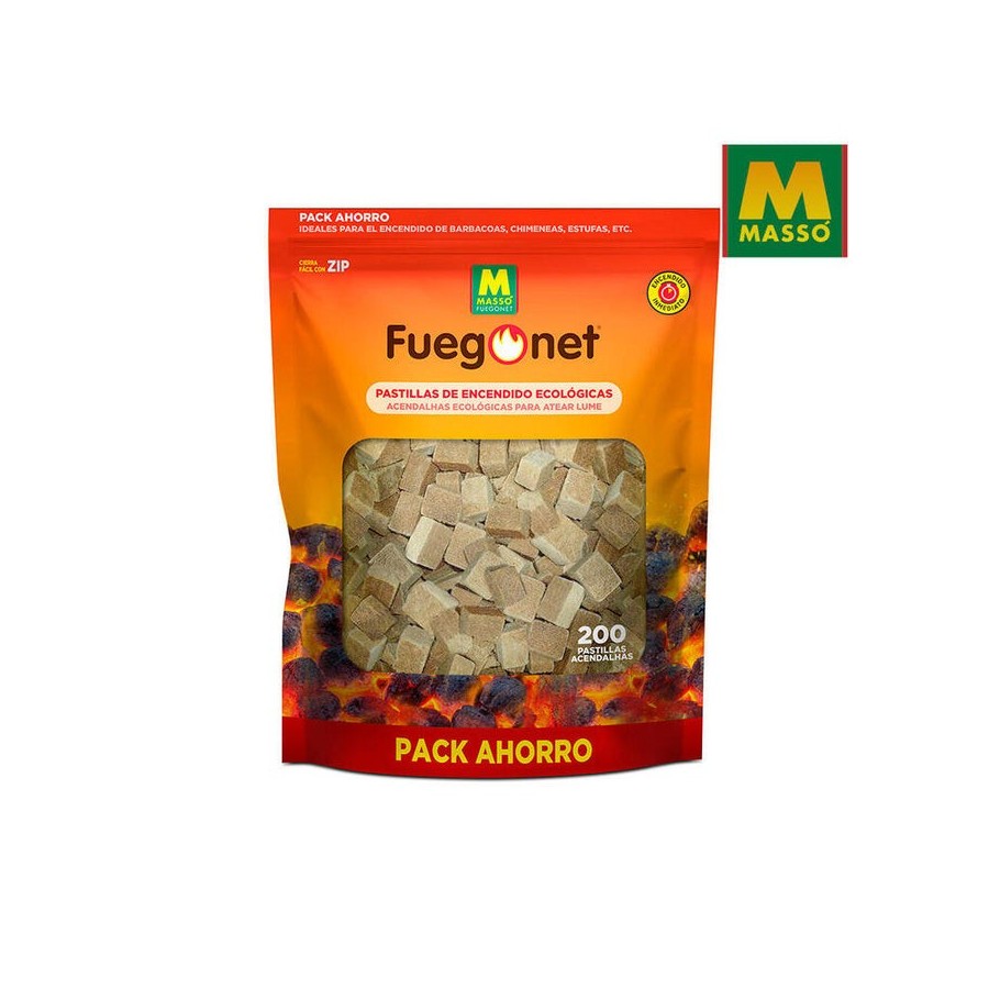 200 unidades pastillas ecológicas encendido fuegonet 231281n massó