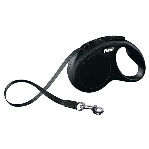 Correa extensible flexi classic 5mt de cinta talla s hasta 12kg color negro nayeco