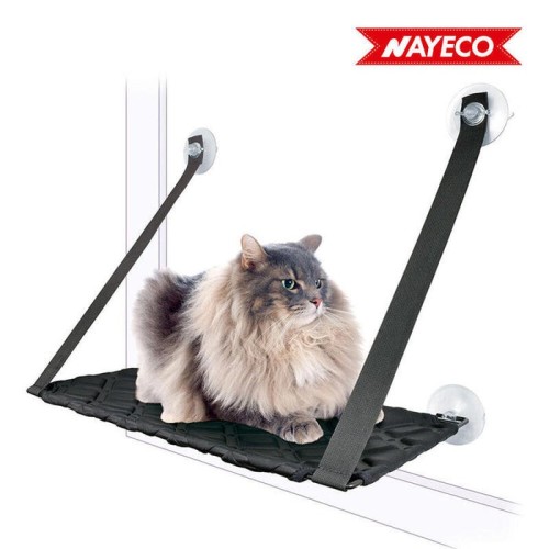 Cama para gatos con ventosas para ventana color negro 65x18x25cm nayeco