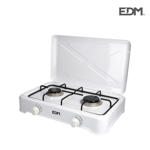 Cocina de gas esmaltada 2 fuegos 46x30x12cm edm