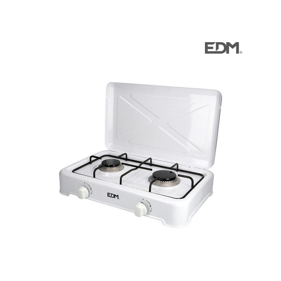 Cocina de gas esmaltada 2 fuegos 46x30x12cm edm