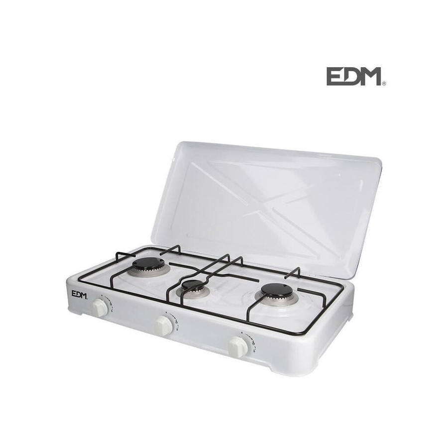 Cocina de gas esmaltada 3 fuegos 60x33x12cm edm