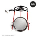 Set paellera pulida 46cm con tripode y quemador de gas 400mm vaello
