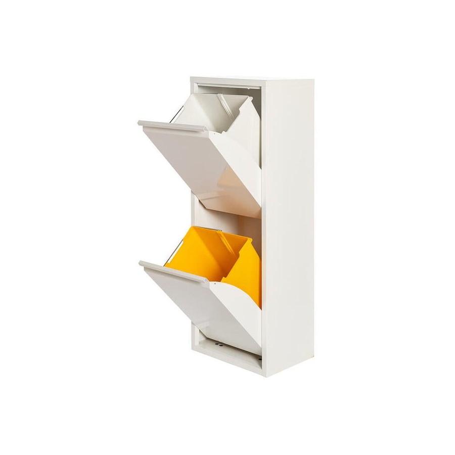 Armario metalico reciclaje 2 cajones blanco 92x35x25cm