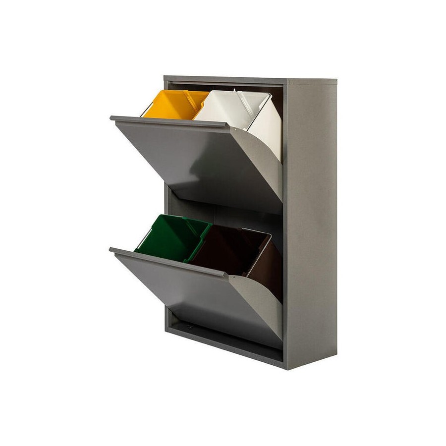 Armario metalico reciclaje 4 cajones gris 92x60x25cm