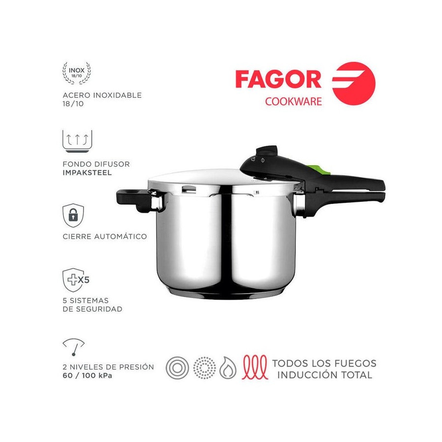 Olla super rápida rapid 8l inox 18/10 fagor