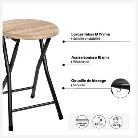 Taburete de cocina negro 30x30x45cm