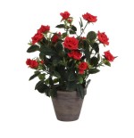 Rosal color rojo pvc con maceta gris