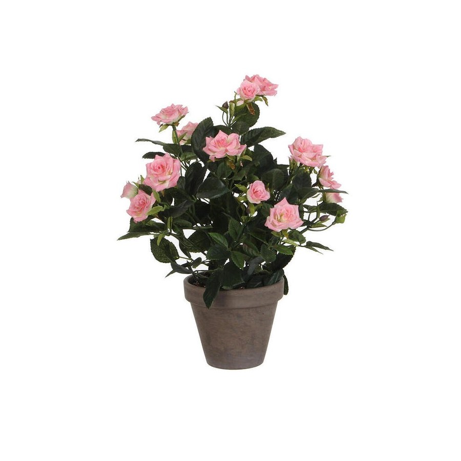 Rosal color rosa pvc con maceta gris