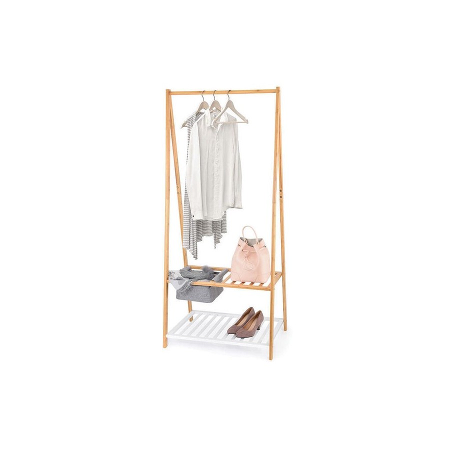 Colgador bambu con repisa para zapatos y bandeja 70x45x160cm