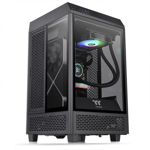 Caja pc thermaltake tower 100 negra 2xven120x120/3xcristal templado ca-1r3-00s1wn-00