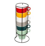 Set 6 tazas con soporte colores surtidos