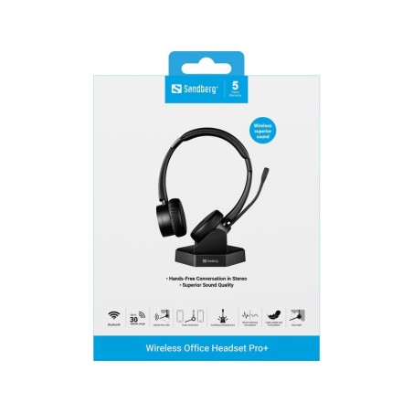 Sandberg bluetooth office headset pro+ - kopfhörer - kopfband - büro/callcenter - schwarz - binaural
