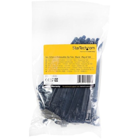 Startech 100 bridas reutilizables de 12cm, nylon