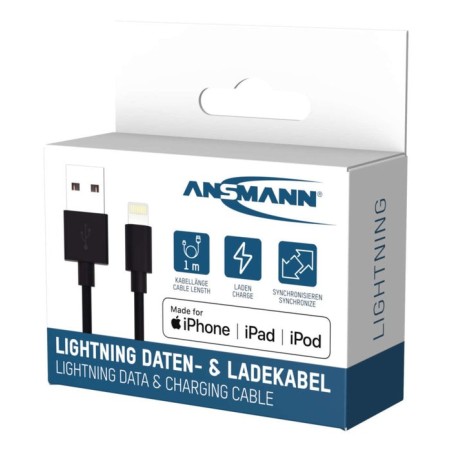 Cable de carga y datos ansmann usb a lightning de 100 cm