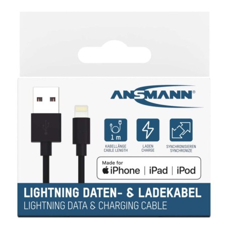 Cable de carga y datos ansmann usb a lightning de 100 cm