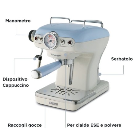 Cafetera espresso ariete vintage, azul