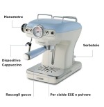 Cafetera espresso ariete vintage, azul