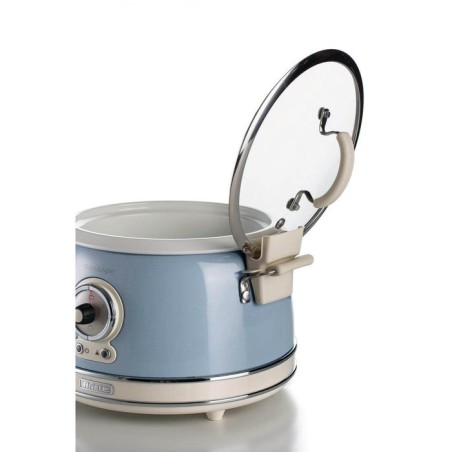 Ariete 290405 arrocera slow cooker, cocción a vapor, línea vintage, 3.5 l 650 w, azul claro