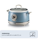 Ariete 290405 arrocera slow cooker, cocción a vapor, línea vintage, 3.5 l 650 w, azul claro