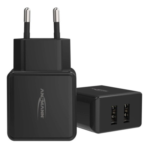 Cargador de pared ansmann hc212 2xusb 2400ma negro