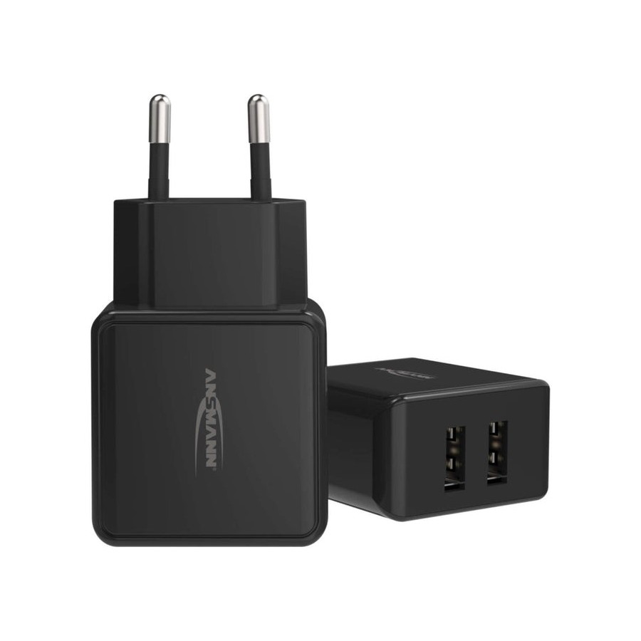 Cargador de pared ansmann hc212 2xusb 2400ma negro