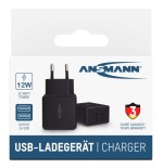 Cargador de pared ansmann hc212 2xusb 2400ma negro