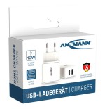 Cargador de pared ansmann hc212 2xusb 2400ma blanco