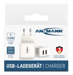 Cargador de pared ansmann hc212 2xusb 2400ma blanco