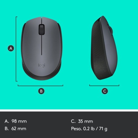 Ratón logitech m170 inalambrico gris 910-004642
