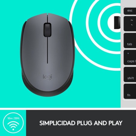 Ratón logitech m170 inalambrico gris 910-004642