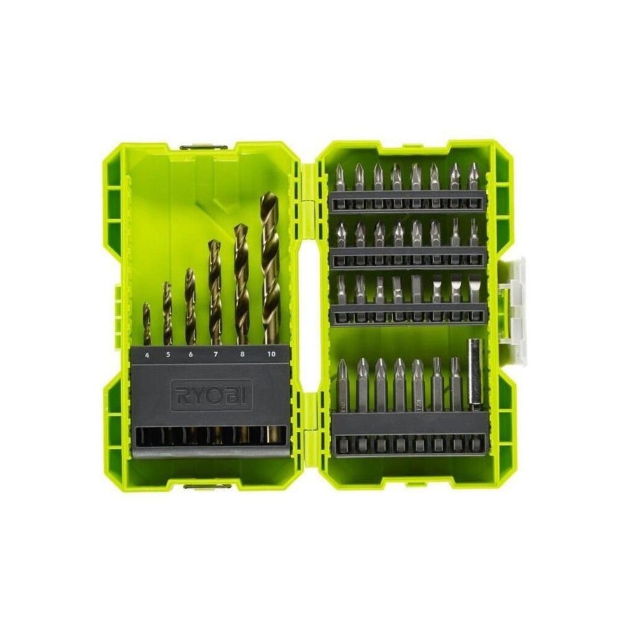 Estuche de 38 puntas para perforación y atornillar ryobi rak38sdd