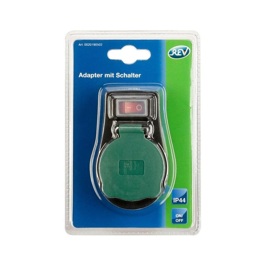 Rev adapter w. switch ip44 black-green