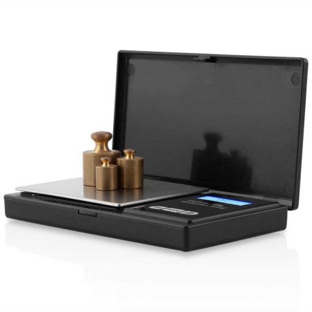 Báscula de cocina orbegozo pc 3050 negra de precisión capacidad máxima 100g escalado 0.01g pantalla lcd funciona a pilas