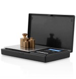 Báscula de cocina orbegozo pc 3050 negra de precisión capacidad máxima 100g escalado 0.01g pantalla lcd funciona a pilas